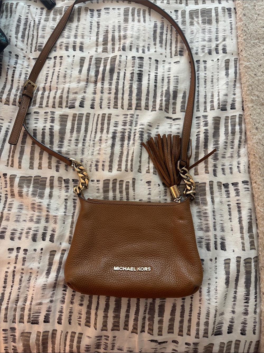 Michael Kors Brown Leather Crossbody Bag with Tassel